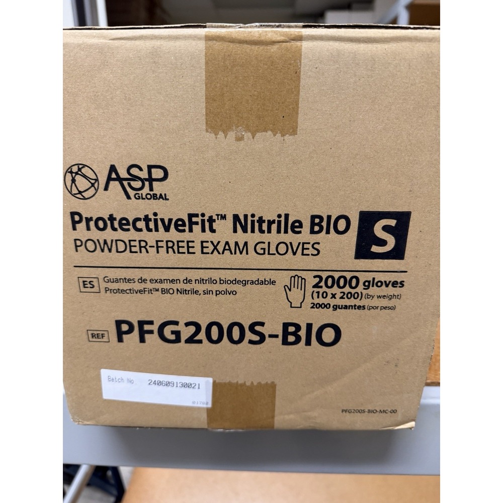 Asp Global Protective Fit Nitrile Gloves Small Case 10 Boxes 2000 PFG200S-BIO
